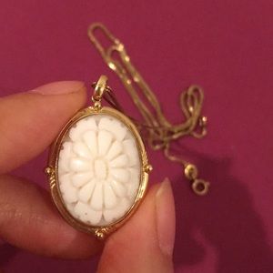 Genuine 18k gold natural white coral necklace